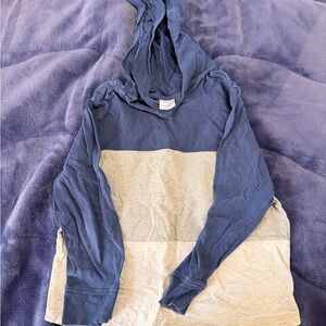 Blue and Light Gray Colorblock Hoodie by Hanna Andersson